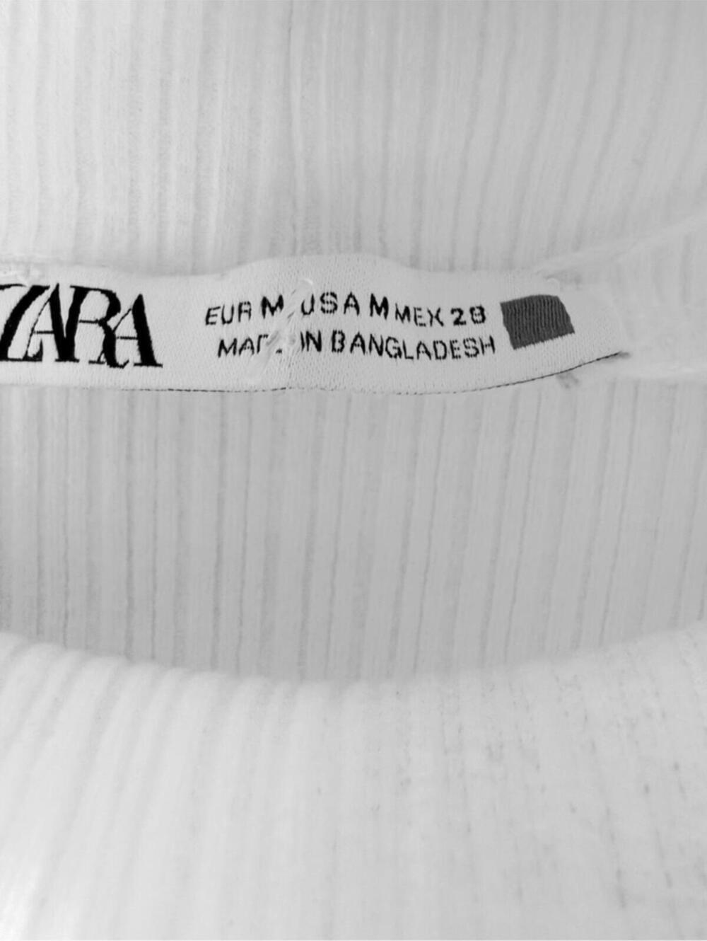 Zara Off-White Ribbed Mock Neck Top with Ruffle Sleeves - Picture 4 of 4